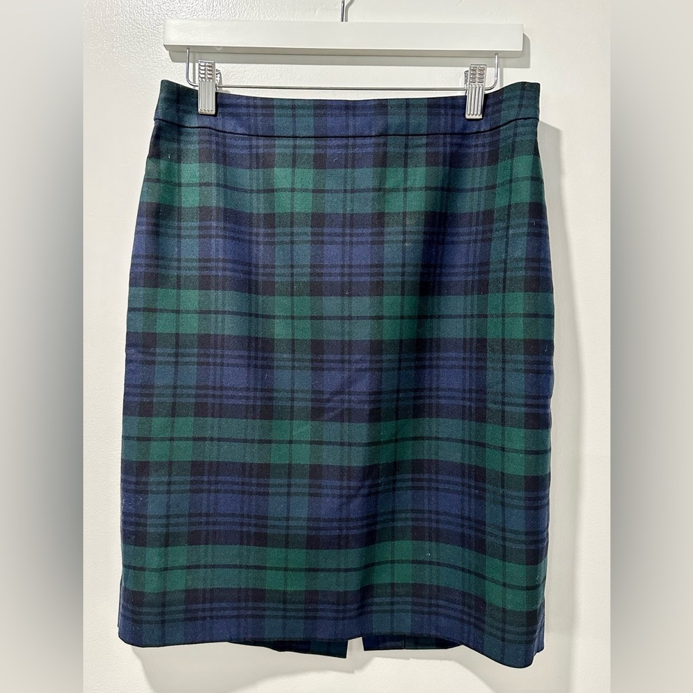 J Crew Women Wool Blend Plaid Tartan The Pencil Skirt Size 6